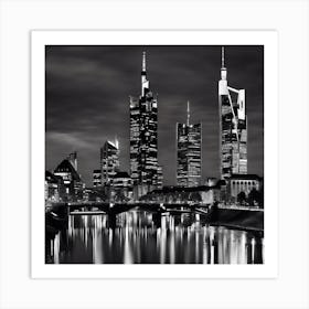 Frankfurt Skyline At Night Art Print