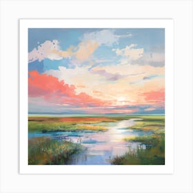 Sunset Over Marsh Art Print