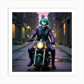 Joker On A Motorcycle 17 Art Print