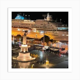 Cruise Ship At Night Art Print