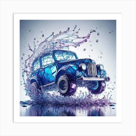 Car Splashing Water Art Print