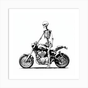 Skeleton Riding Motorcycle Art Print