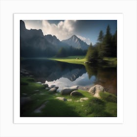 Mountain Lake - Lake Stock Videos & Royalty-Free Footage Art Print