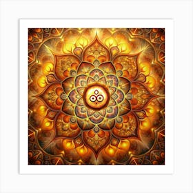 Golden Mandala With A Symbol In The Center Art Print