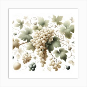 White Grapes and Vine 3 Art Print