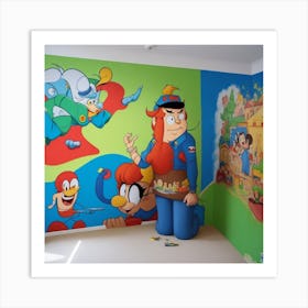 Cartoon Characters Mural Art Print