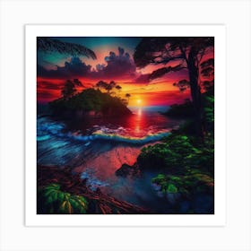 Sunset At The Beach Art Print