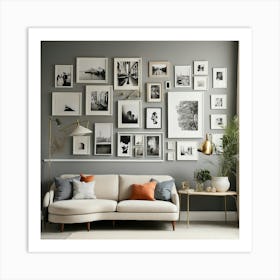 Living Room With Framed Pictures Art Print