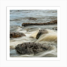 Water Rushing Through Rocks Art Print