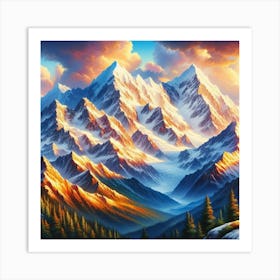 Mountains At Sunset 1 Art Print