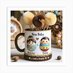 New Baby And Mommy Mug Art Print