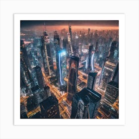 Cityscape At Night Art Print