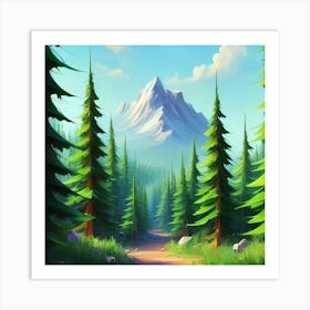 Dense forest with pine trees and marijuana 2 Art Print