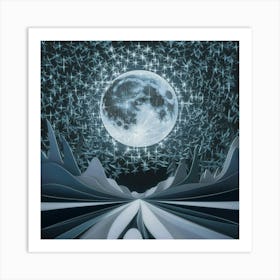 A Stunning Modern Art Depiction Of A Full Moon Ill W2zs3bnpryurxw8ylml Kq Skyuh2sjti2du0dkrxey W Art Print