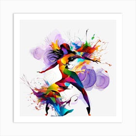 Abstract Dancer woman colorful midcentury modern art. Art Print