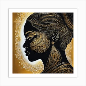 Gold And Black Painting 3 Art Print