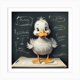 Duck On Chalkboard 2 Art Print