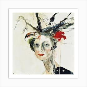 'Woman With Birds' Art Print