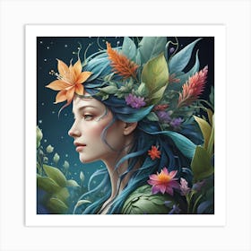 PROFILE WITH FLOWERS 404 Art Print