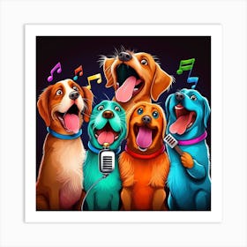 Dogs Singing 1 Art Print