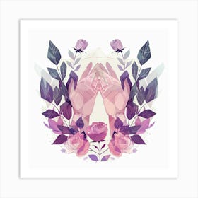 Woman Hands Floral Illustration Prayer Art Print