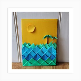 Image Fx Origami Landscape Of A Tropical Beach (1) Art Print
