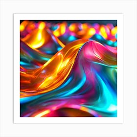 3d Light Colors Holographic Abstract Future Movement Shapes Dynamic Vibrant Flowing Lumi (12) Art Print