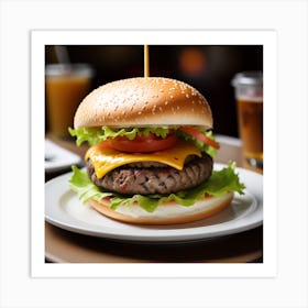 Burger On A Plate 8 Art Print