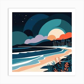 Night At The Beach Art Print