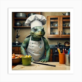 Chef Lizard Art Print