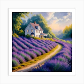 Tranquil Haven Lavender Fields And White House (3) 1 Art Print