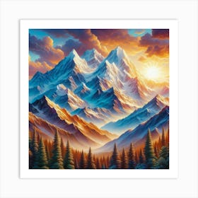 Sunrise Over The Mountains 3 Art Print