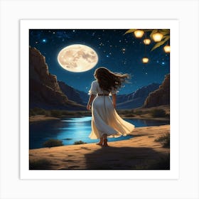 Moonlight In The Desert Art Print