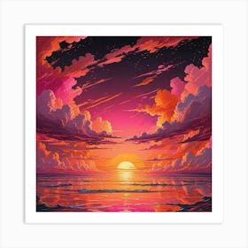 Ocean Sunset Beach Art Print (6) Art Print