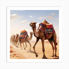 Camels In The Desert Art Print