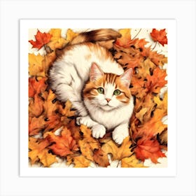 Autumn Cat Art Print