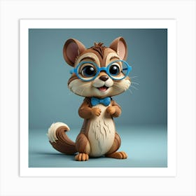 Cute Little Squirrel With Glasses Art Print