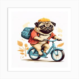 Pug Riding A Bike Art Print