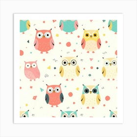 Colorful Owls 2 Art Print