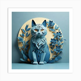 Minimalist, Blue cat 1 Art Print