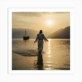 Jesus Walking In The Water Art Print