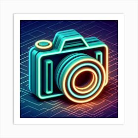 Neon Camera 4 Art Print