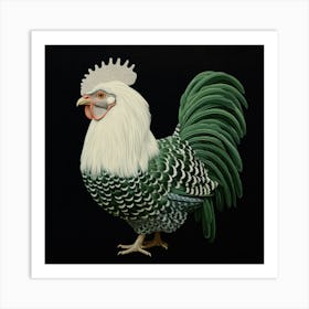 Ohara Koson Inspired Bird Painting Chicken 7 Square Art Print