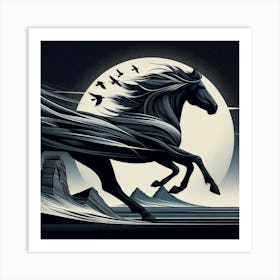 Horse In The Moonlight 1 Art Print