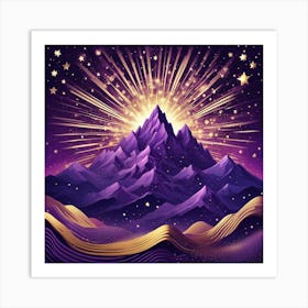 Purple Mountains With Stars Art Print