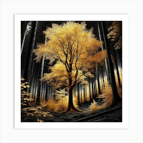 Golden Tree In The Forest 8 Art Print