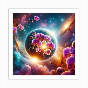 Orbiting Orchids Art Print