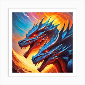 Dragons On Fire Art Print