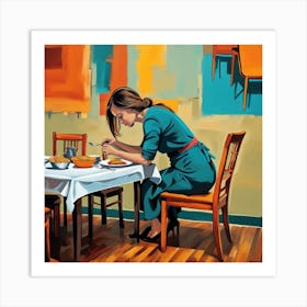 Woman Eats Art Print