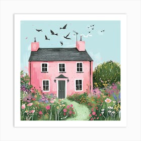 Pink Cottage Art Print